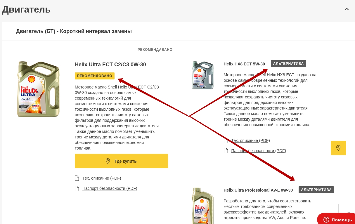 Подбор масла Shell по марке автомобиля онлайн